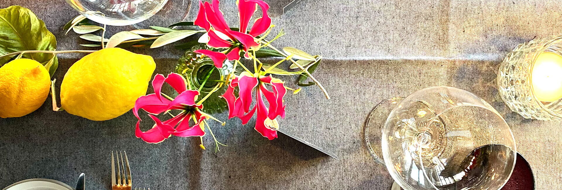 Table setting for an Italian evening at the Bootshaus restaurant